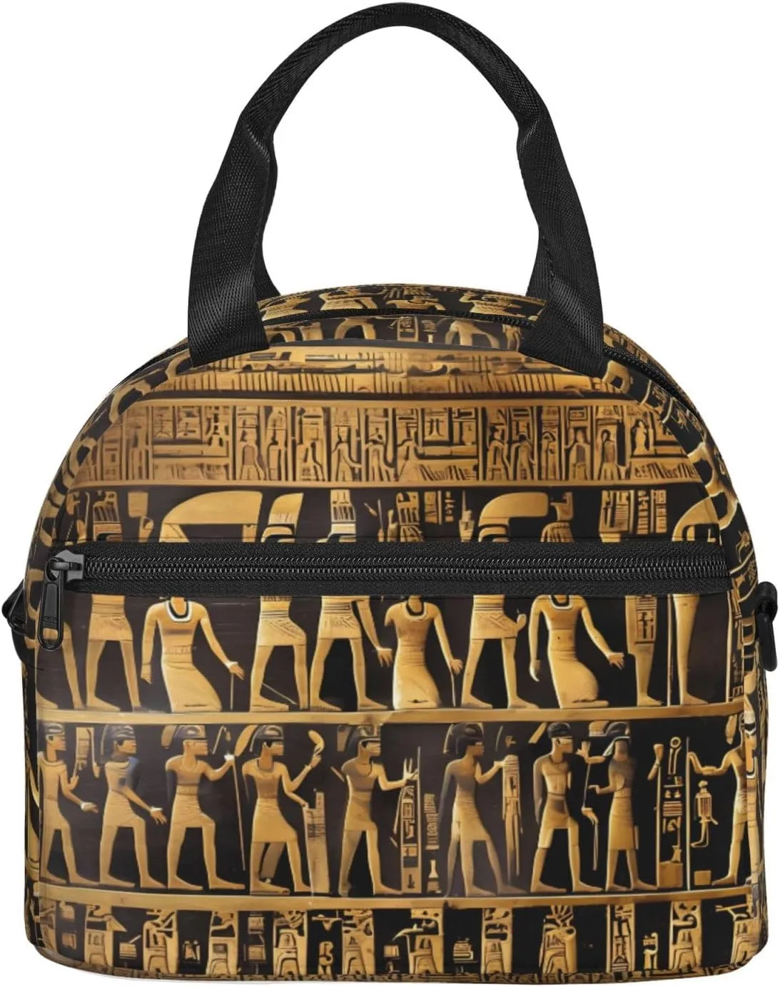 Egypts Hieroglyphics Print Crossbody Insulated Lunch Bags For Women Men Cooler Bag Lightweight Waterproof Lunch Box