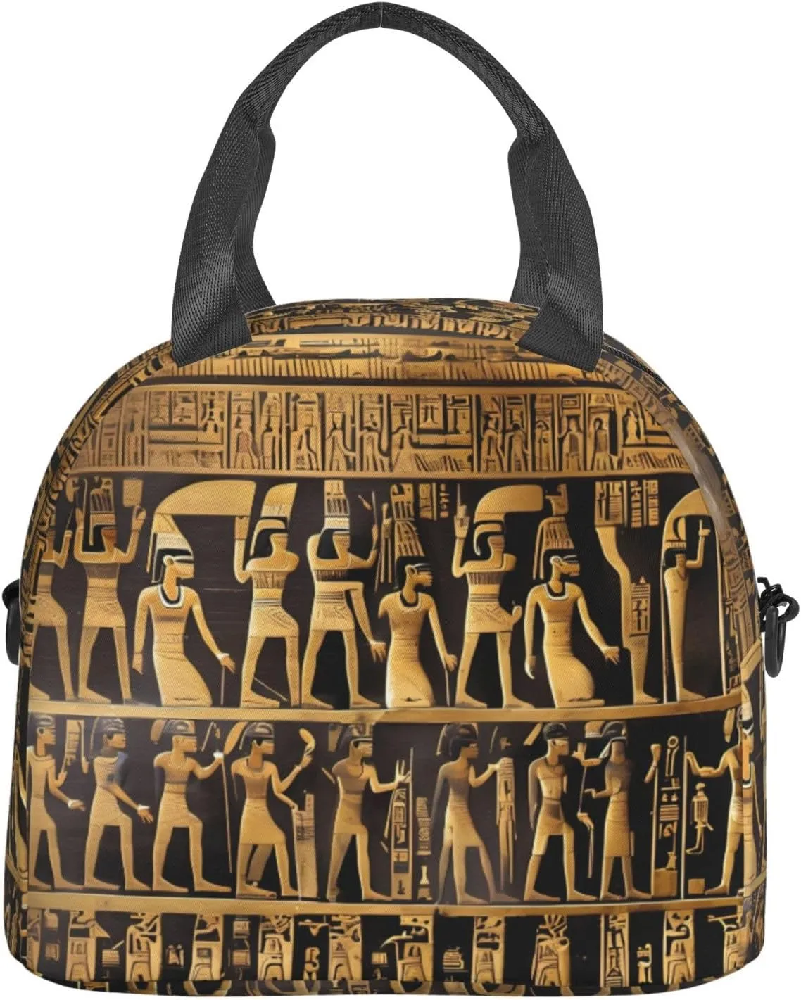 Egypts Hieroglyphics Print Crossbody Insulated Lunch Bags For Women Men Cooler Bag Lightweight Waterproof Lunch Box