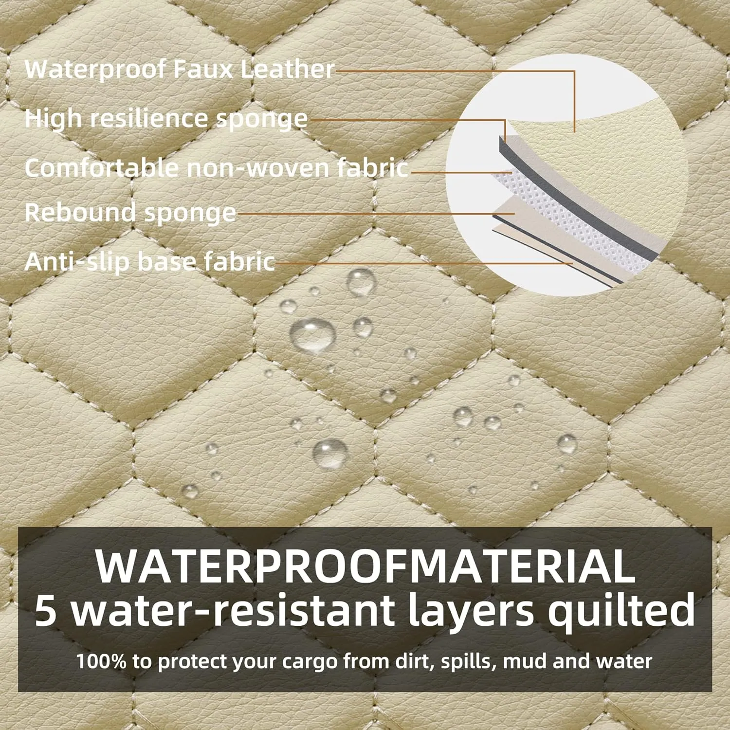 Elantrip Auto Car Seat Covers Leather Car Seat Protector for Women Airbag Compatible Diamond Pattern PU Seat Cover Universal Fitness 2PCs Beige
