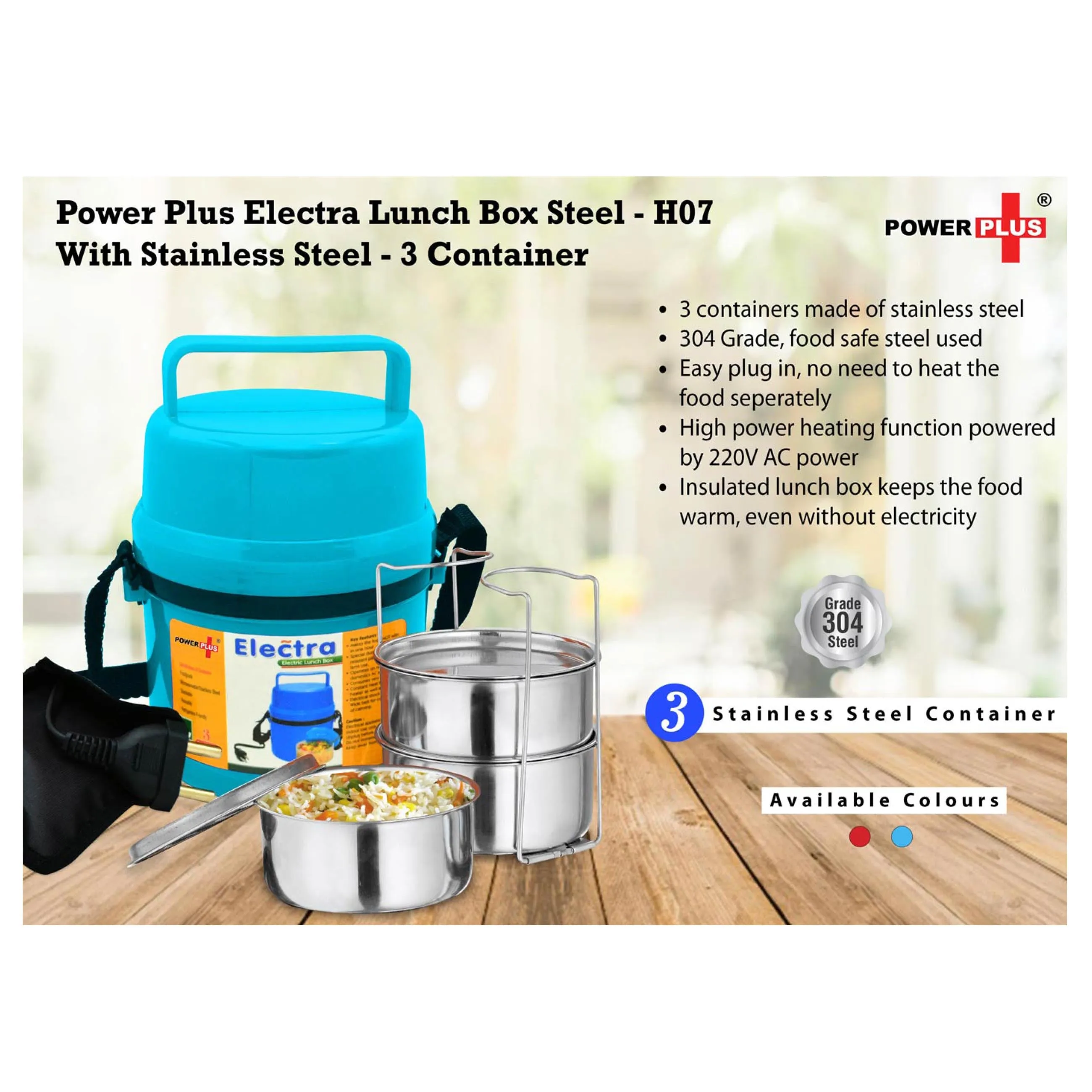 Electra Lunch Box Steel 3 Container - H07