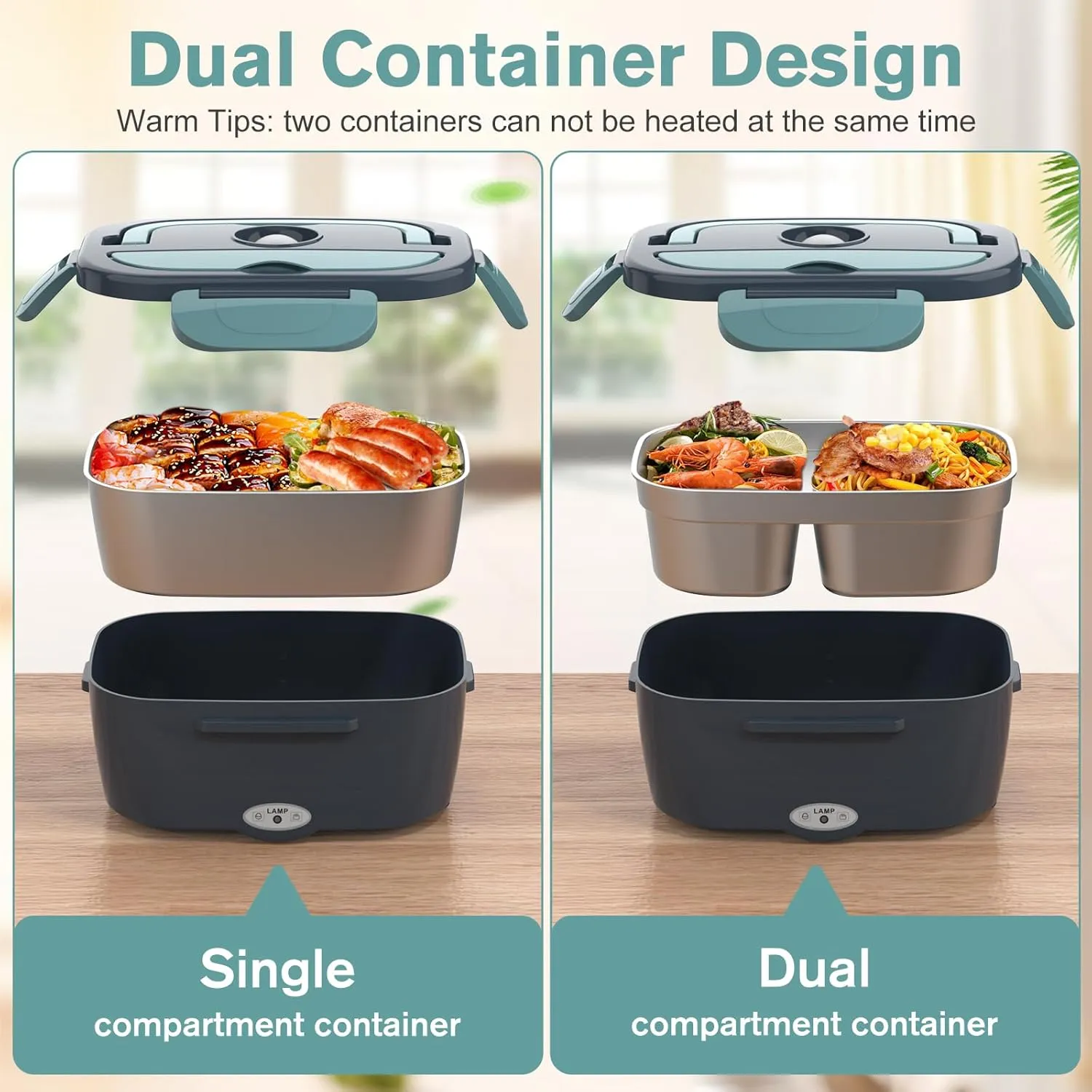 Electric Lunch Box Food Heater, 3 in 1 Ultra Quick Heated Lunch Boxes for Adults, 12V/24V/110V Portable Food Warmer for Car/Truck/Office With Fork Spoon and Insulated Carry Bag