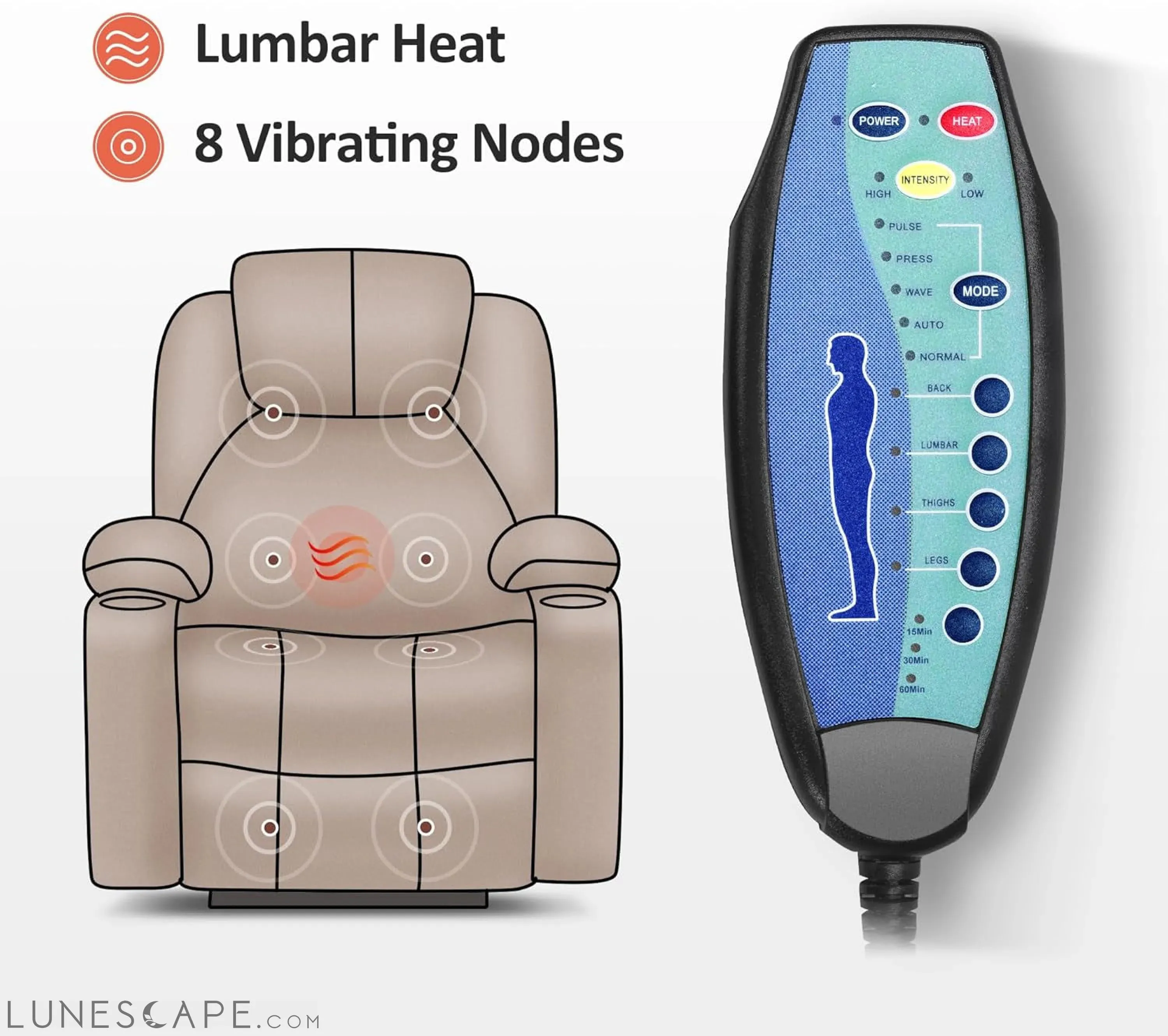 Electric Power Lift Recliner Chair Sofa with Massage and Heat for