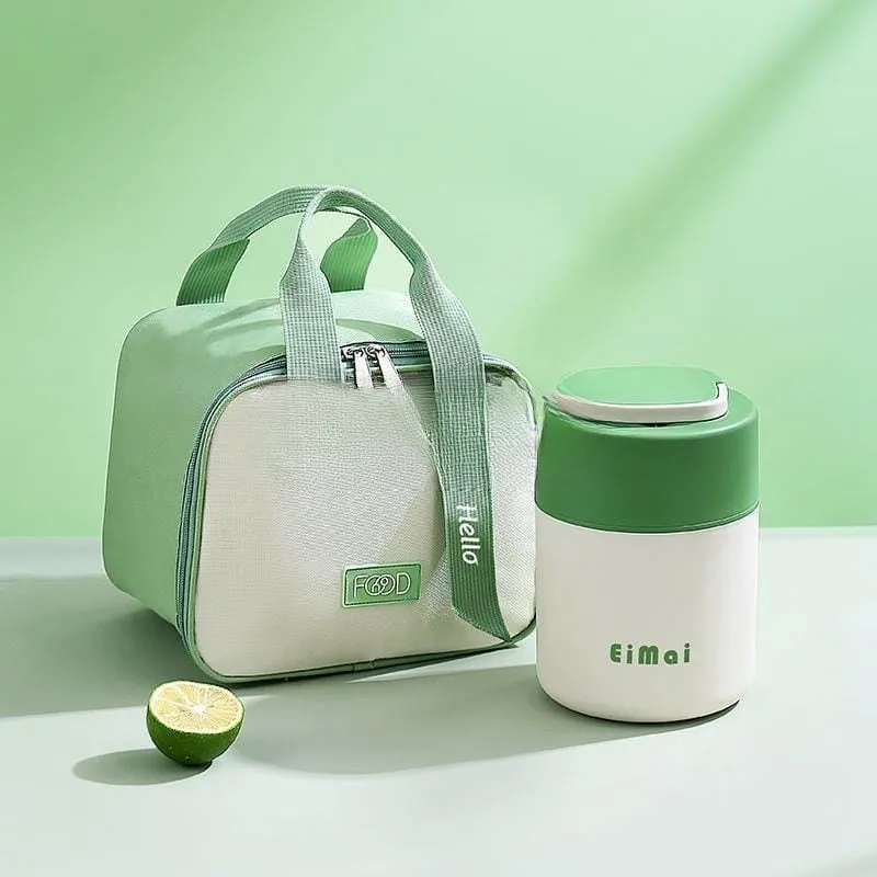 Elegant 2 Tier Vertical Lunch Box with Insulated Lunch Bag