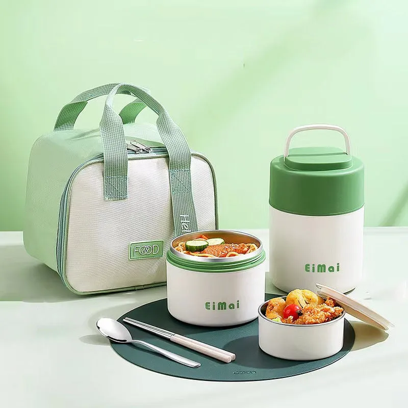 Elegant 2 Tier Vertical Lunch Box with Insulated Lunch Bag
