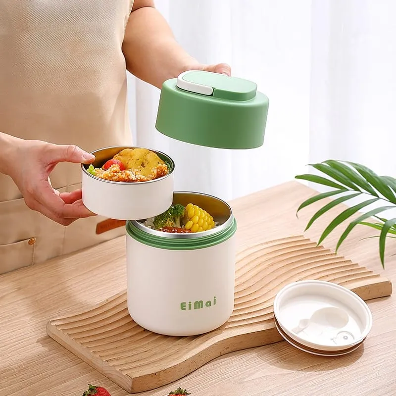 Elegant 2 Tier Vertical Lunch Box with Insulated Lunch Bag