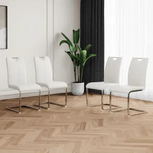 Elegant Dining Chairs with Padded Faux Leather for Comfort, Stylish Metal Legs, Kitchen, Living, and Dining Spaces, Set of 4
