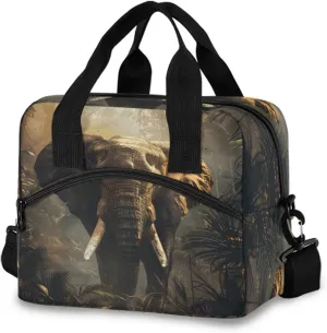 Elephant Nature Lunch Box for Men Women Adults Insulated Lunch Bag Cooler Bag with Adjustable Shoulder Strap for Work Picnic Travel