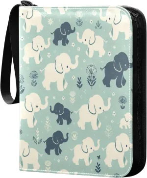 Elephants Card Binder 4 Pockets, 400 Pockets Trading Card Binder Removable Card Albums Card Holder for Games, Sports, Football, Baseball Cards