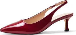 Elisabet Tang 1.96IN Trendy Closed Toe Slingback Kitten Heels for Women Low Dressy Pumps Wide Width Sexy for Prom