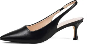 Elisabet Tang 1.96IN Trendy Closed Toe Slingback Kitten Heels for Women Low Dressy Pumps Wide Width Sexy for Prom