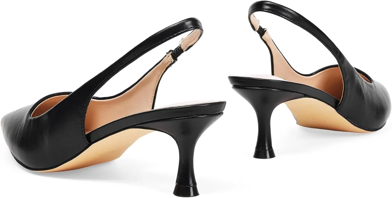 Elisabet Tang 1.96IN Trendy Closed Toe Slingback Kitten Heels for Women Low Dressy Pumps Wide Width Sexy for Prom