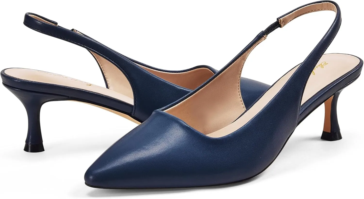 Elisabet Tang 1.96IN Trendy Closed Toe Slingback Kitten Heels for Women Low Dressy Pumps Wide Width Sexy for Prom