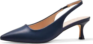 Elisabet Tang 1.96IN Trendy Closed Toe Slingback Kitten Heels for Women Low Dressy Pumps Wide Width Sexy for Prom