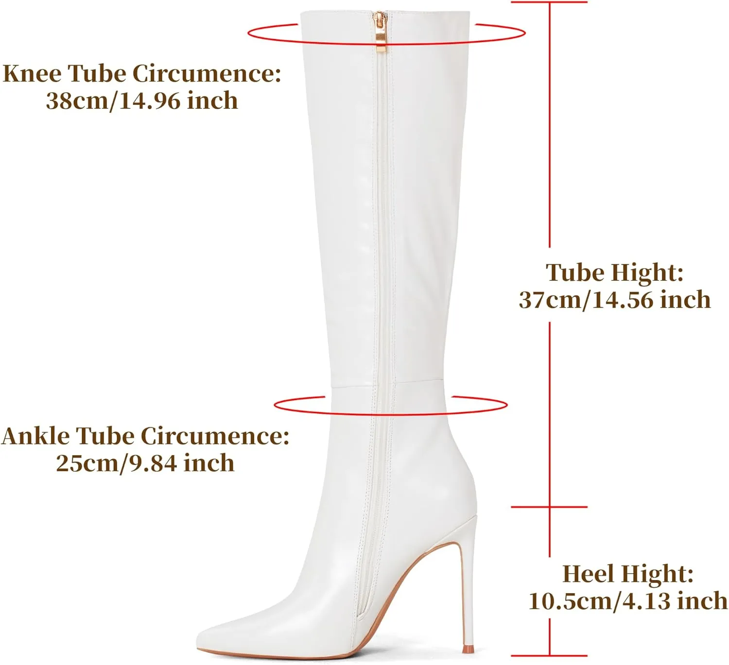Elisabet Tang 4 inch Women's Knee High Long Boots, Stiletto Tall Pointed Toe Heeled Boot Leather Suede Comfortable Sexy