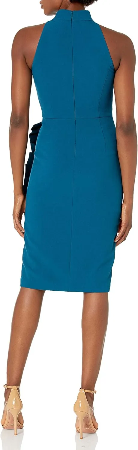 Eliza J Women's Sleeveless Halter Sheath Dress with Ruffle Skirt