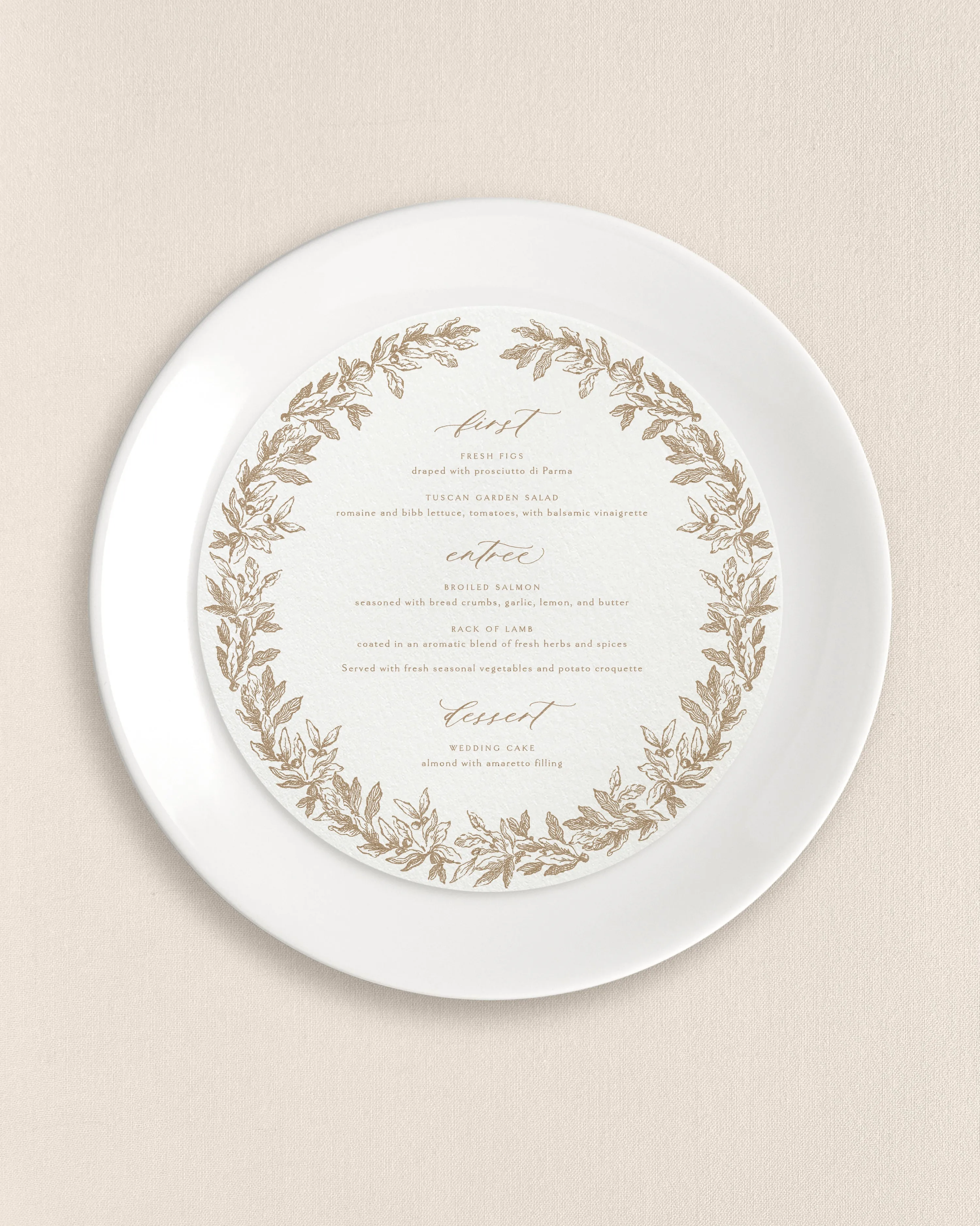 Elizabeth Round Dinner Menus