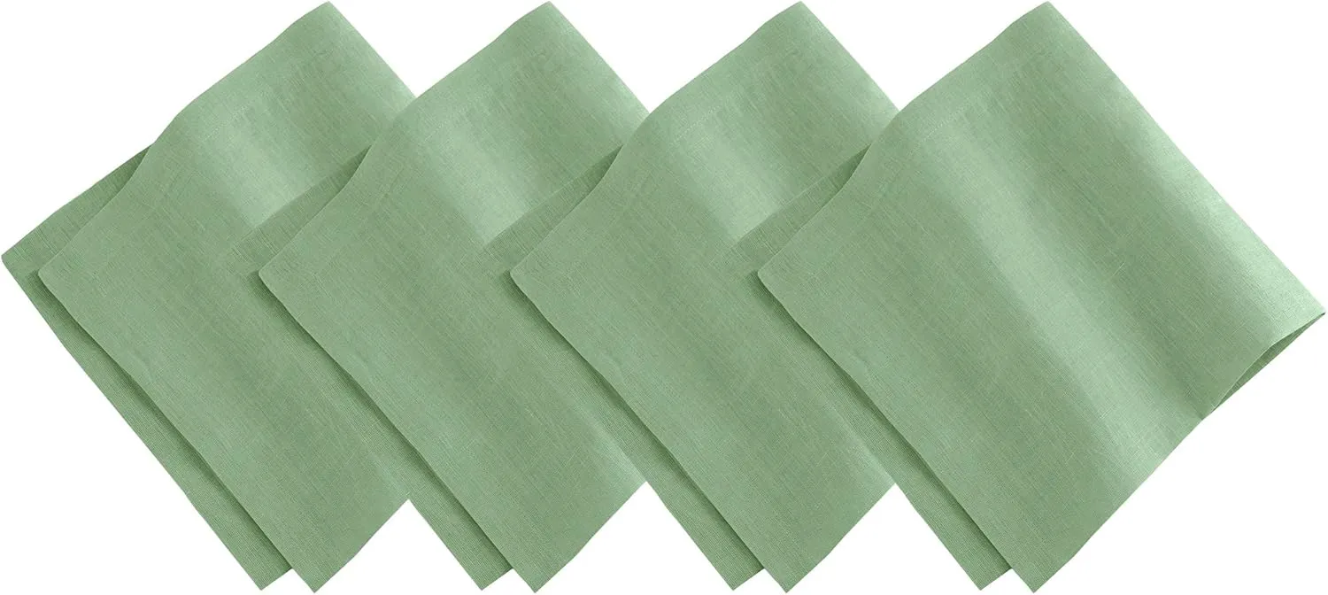 Elrene Home Fashions Villeroy & Boch La Classica Luxury Linen Fabric Napkin (Set of 4), 21"x21", Green