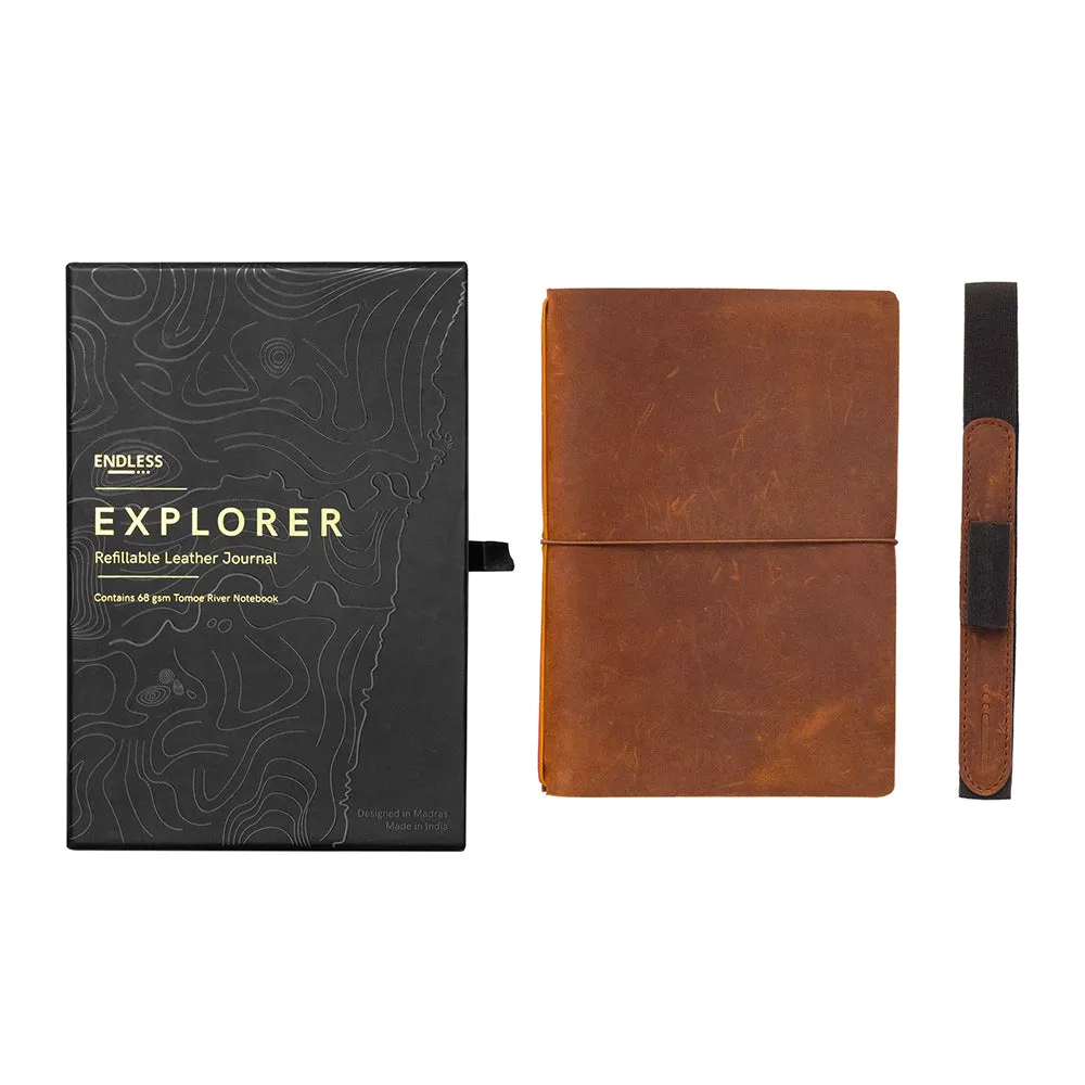 Endless Explorer Refillable Leather Regalia Paper Journal Brown