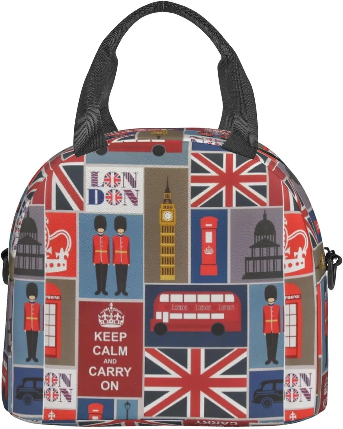 England Symbols Print Crossbody Insulated Lunch Bags For Women Men Cooler Bag Lightweight Waterproof Lunch Box