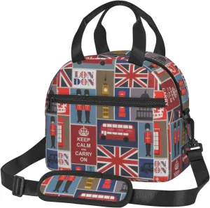 England Symbols Print Crossbody Insulated Lunch Bags For Women Men Cooler Bag Lightweight Waterproof Lunch Box