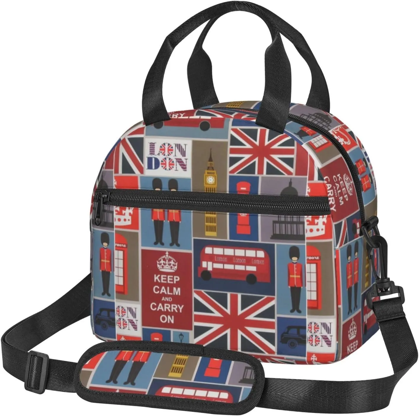 England Symbols Print Crossbody Insulated Lunch Bags For Women Men Cooler Bag Lightweight Waterproof Lunch Box