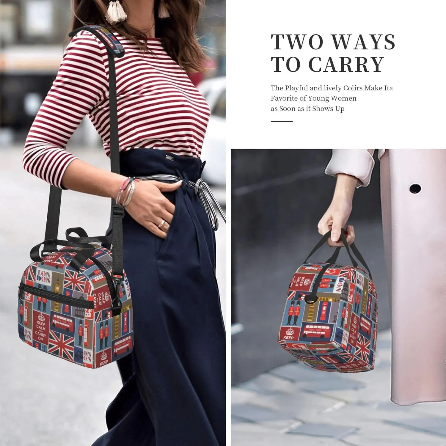 England Symbols Print Crossbody Insulated Lunch Bags For Women Men Cooler Bag Lightweight Waterproof Lunch Box