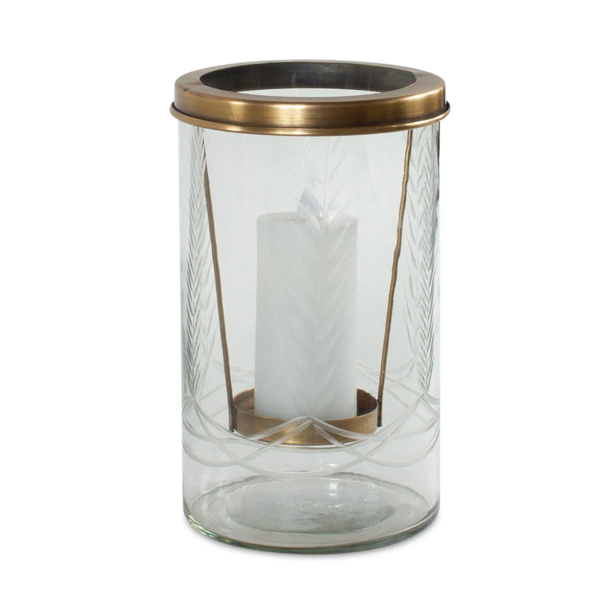Etched Glass Candle Holder 8.5"H
