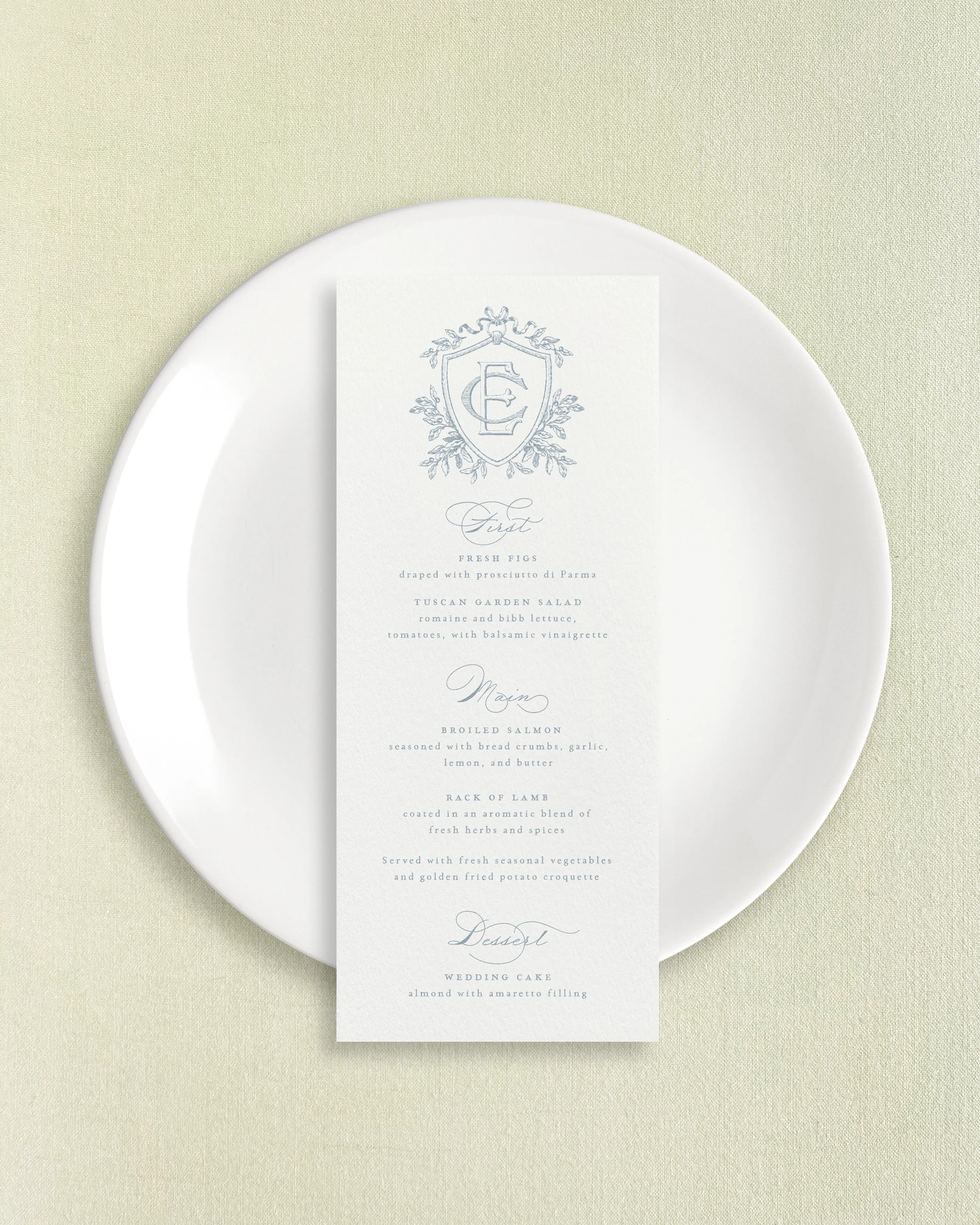 Eugenia Seated Dinner Menus
