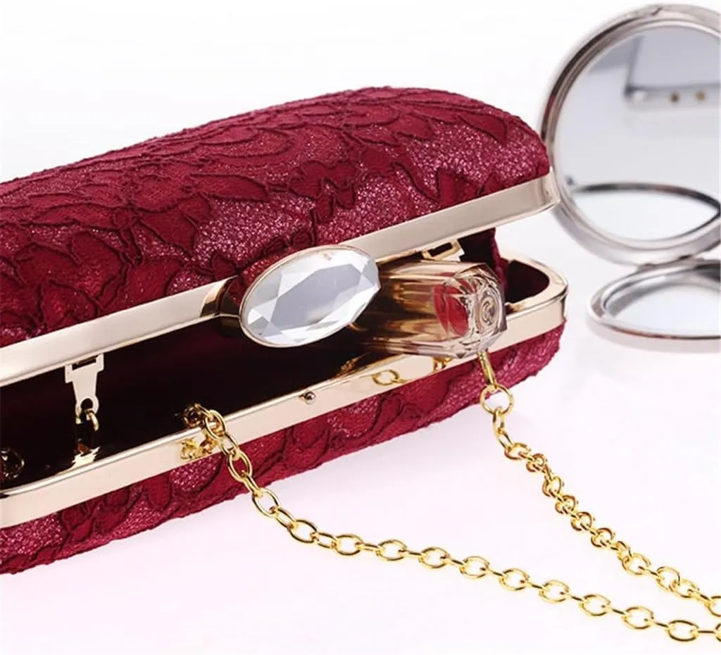 European and American Chain Shoulder Mesh Diamond Evening Banquet Bag Handheld Women's Bag