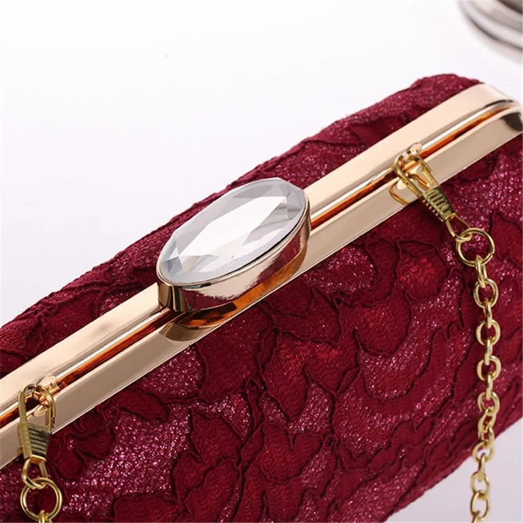 European and American Chain Shoulder Mesh Diamond Evening Banquet Bag Handheld Women's Bag