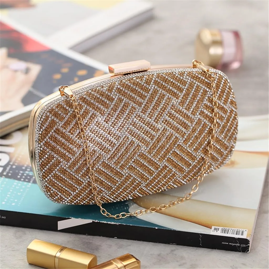 European and American Women's Clutch Bag Hard Box Small Square Bag Dinner Bag Shoulder Cross PU Bag(D)