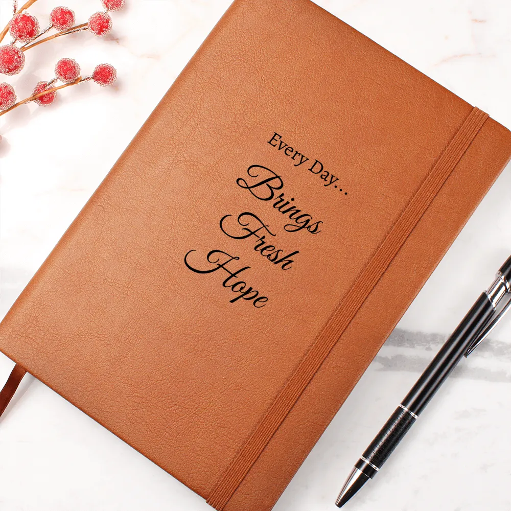 Every Day Brings Fresh Hope Brown Vegan Leather Bound Journal
