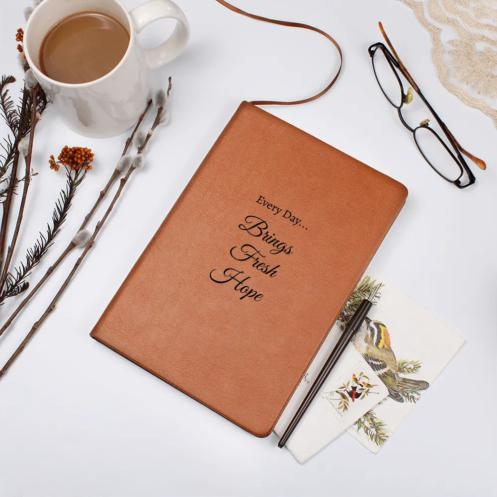 Every Day Brings Fresh Hope Brown Vegan Leather Bound Journal