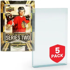 EVORETRO NHL Cards Protector for Upper Deck Series, NBA Hoops, and Panini NBA– PET Display Case for Boxed Sports Card Collectibles - 0.4 mm Thick (Pack of 5)