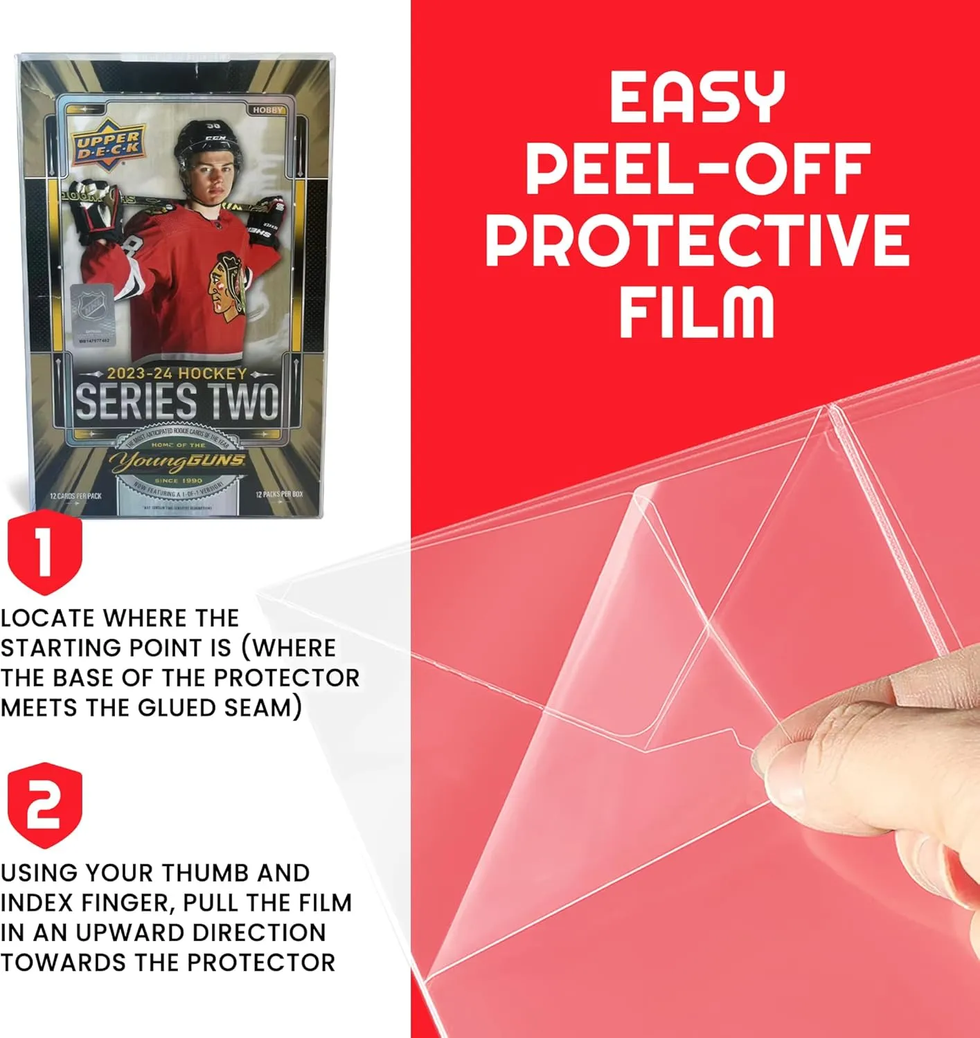 EVORETRO NHL Cards Protector for Upper Deck Series, NBA Hoops, and Panini NBA– PET Display Case for Boxed Sports Card Collectibles - 0.4 mm Thick (Pack of 5)