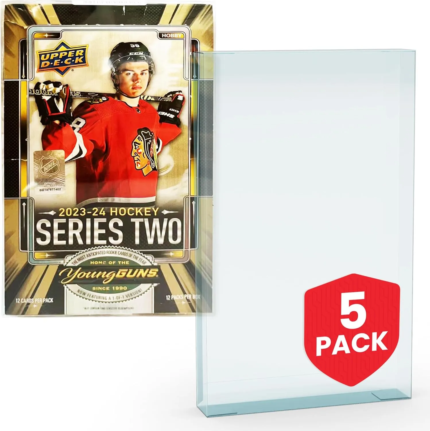 EVORETRO NHL Cards Protector for Upper Deck Series, NBA Hoops, and Panini NBA– PET Display Case for Boxed Sports Card Collectibles - 0.4 mm Thick (Pack of 5)