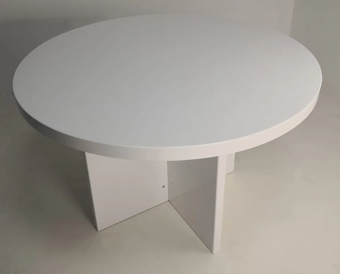 Executive Round Meeting Room Table White Gloss - 1200mm
