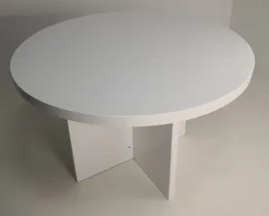 Executive Round Meeting Room Table White Gloss - 1200mm