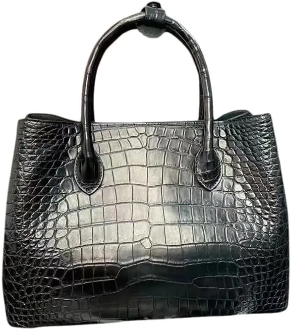 Exotic Genuine Crocodile Skin Women Classic Black Handbag Authentic Alligator Leather Lady Large Shoulder Bag Female Work Purse