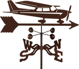 EZ Vane Cessna Airplane Weathervane — Deck Mount, Wind Cups, Antique Copper Finish, Steel with Durable Triple Powder Coating, Handcrafted in USA