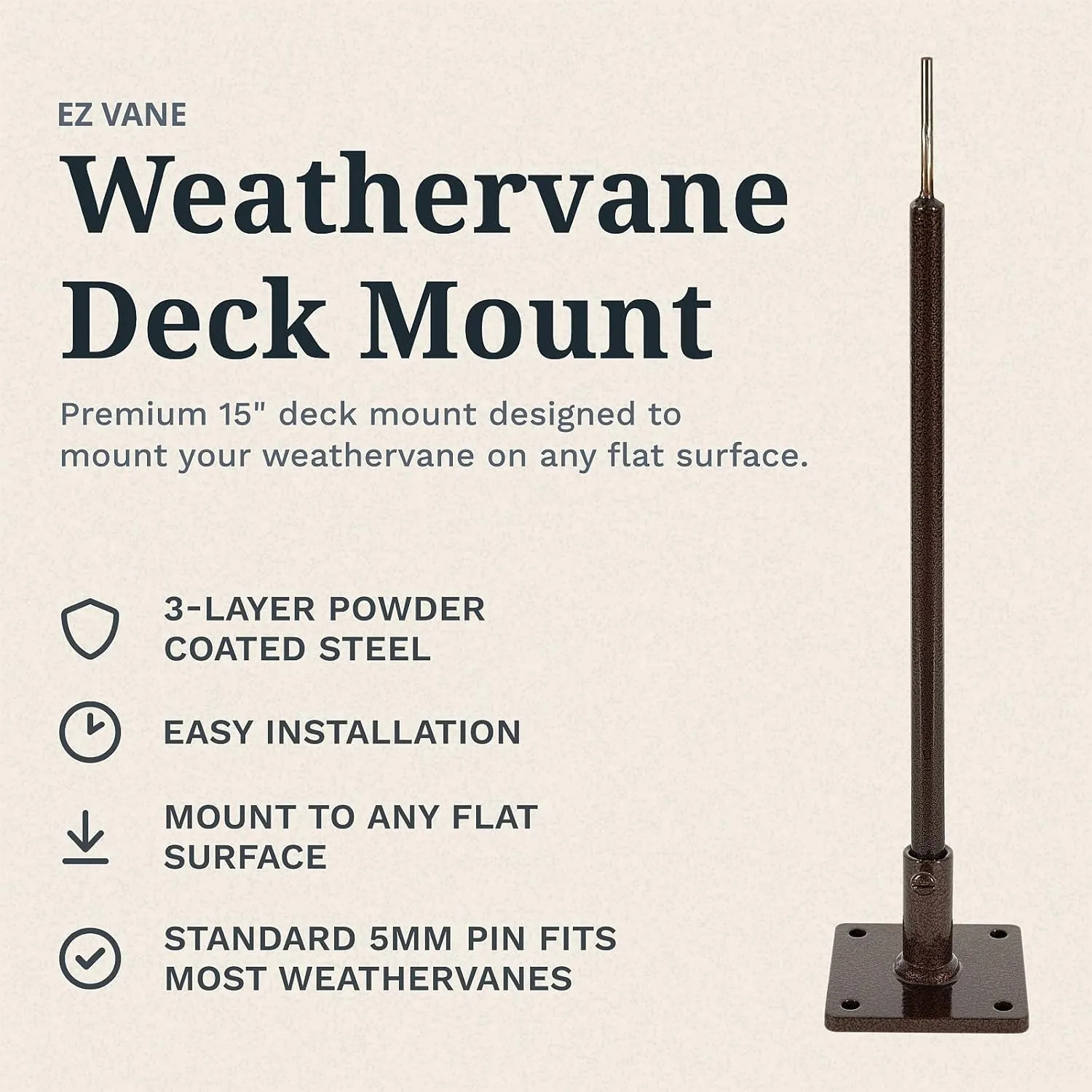 EZ Vane Cessna Airplane Weathervane — Deck Mount, Wind Cups, Antique Copper Finish, Steel with Durable Triple Powder Coating, Handcrafted in USA