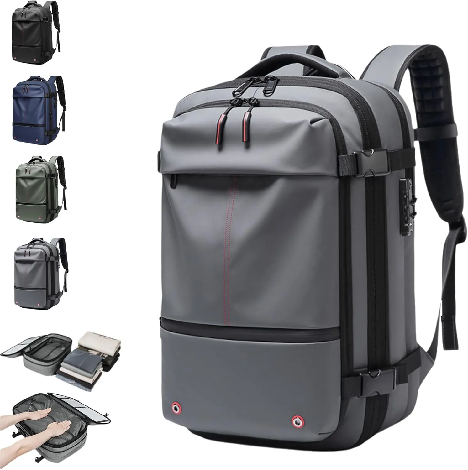 Ezy Vac Backpack,Ezyvac Vacuum Compression Travel Backpack,Large Capacity Expandable Waterproof Multifunctional Bag (Gray)