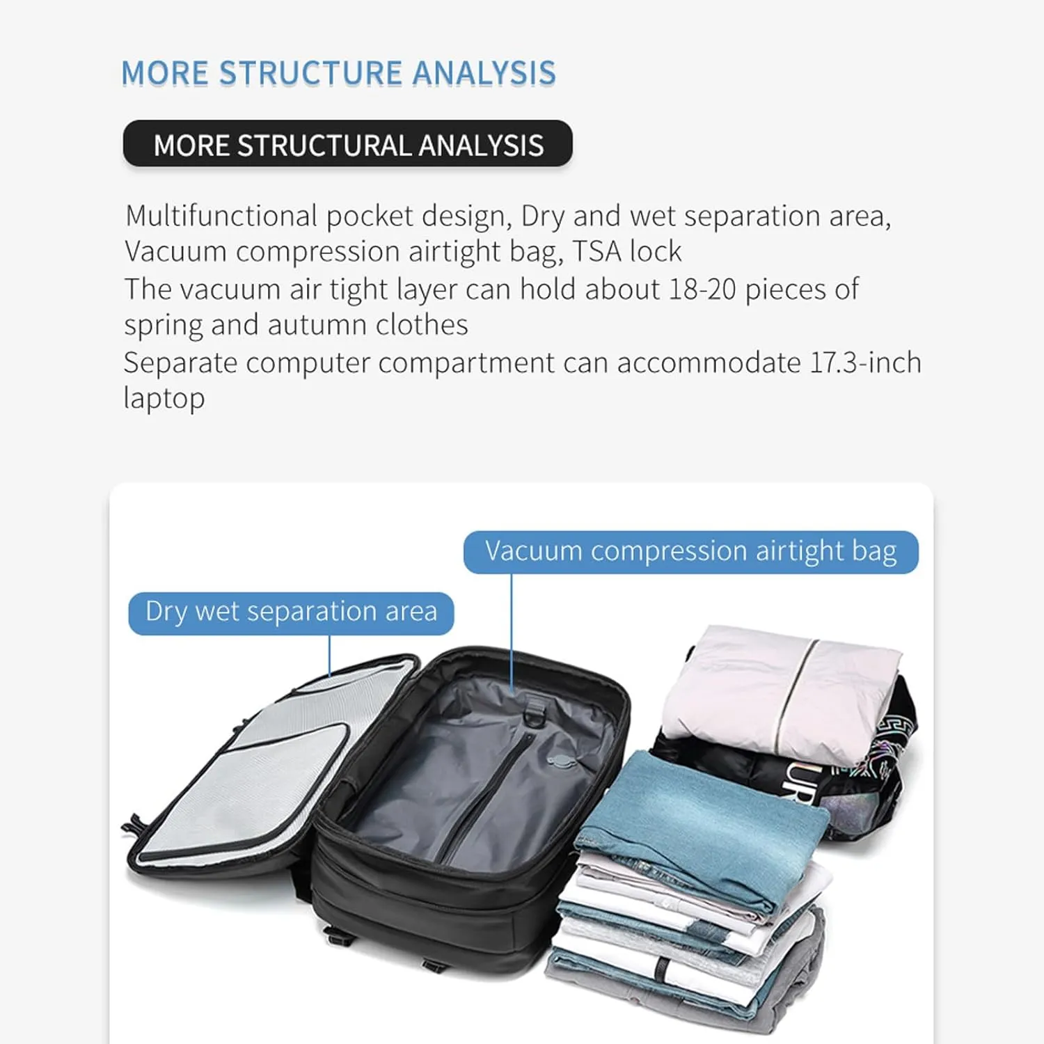 Ezy Vac Backpack,Ezyvac Vacuum Compression Travel Backpack,Large Capacity Expandable Waterproof Multifunctional Bag (Gray)