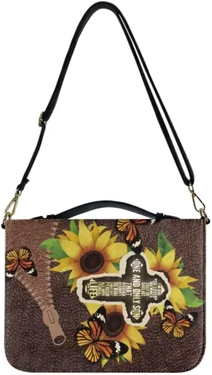 Faithful Hers Bible Covers for Women,Sunflowers Print Bible Cover with Shoulder Handle,Bible Carrying Case for Woman,Lady Bible Bag,Christmas Gift for Mother,Brown