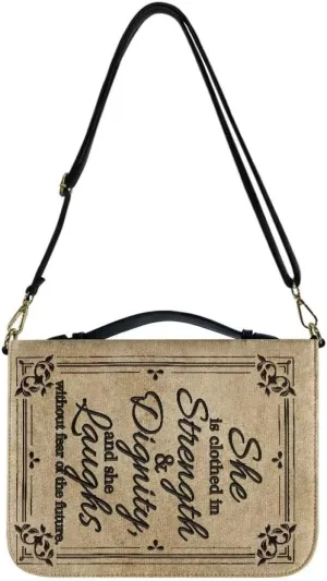 Faithful Hers Bible Covers for Women,Vintage Bible Cover with Shoulder Handle,Bible Carrying Case for Woman,Lady Bible Bag,Christmas Gift for Mother,Beige