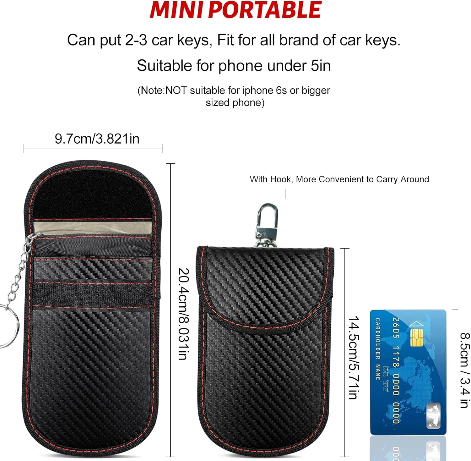 Faraday Box for Car Keys   2 Pcs Faraday Pouch for Key Fob 3.7 * 6.3 * 4.8in Faraday Key Box Portable Faraday Signal Blocker Bag Keyless Entry Car Keys RFID Signal Blocker Box(1 Double Lock 2 Pouch)