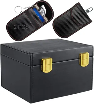 Faraday Box for Car Keys   2 Pcs Faraday Pouch for Key Fob 3.7 * 6.3 * 4.8in Faraday Key Box Portable Faraday Signal Blocker Bag Keyless Entry Car Keys RFID Signal Blocker Box(1 Double Lock 2 Pouch)