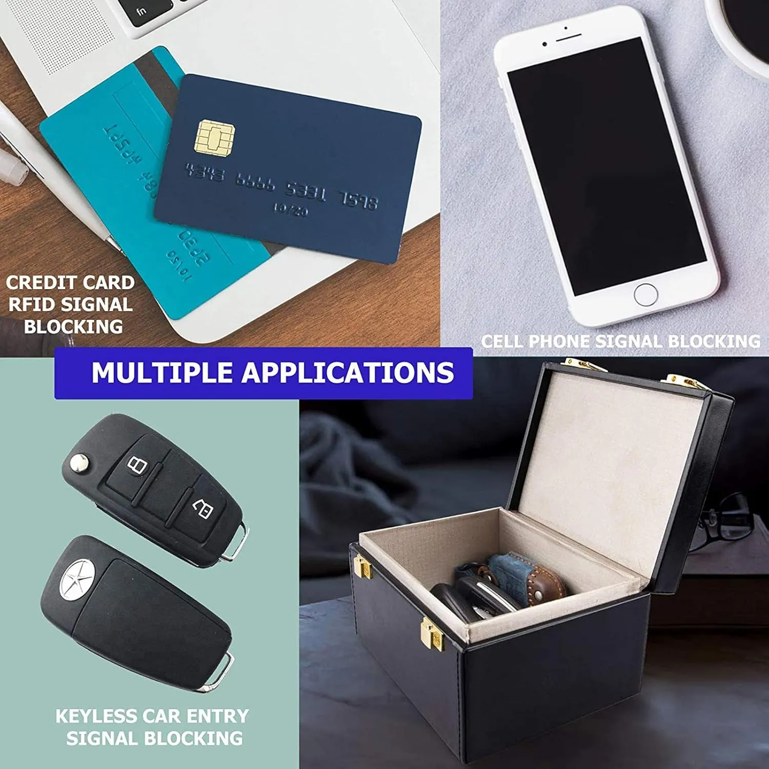 Faraday Box for Car Keys   2 Pcs Faraday Pouch for Key Fob 3.7 * 6.3 * 4.8in Faraday Key Box Portable Faraday Signal Blocker Bag Keyless Entry Car Keys RFID Signal Blocker Box(1 Double Lock 2 Pouch)