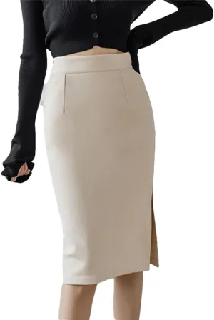 Fashion Korean High Wiast Office Long Skirt Women Summer Bodycon Elegant Sexy Pockets Midi Pencil Skirt