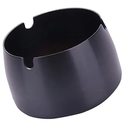 Fashion My Day Windproof Ashtray Stainless Steel Ash Tray for Home Office Black S